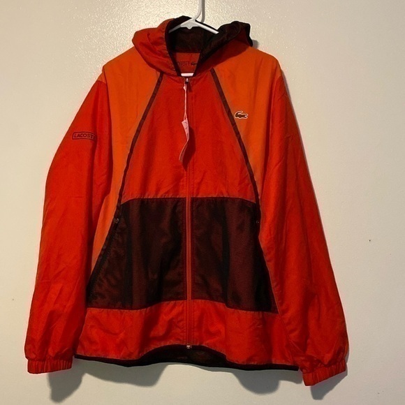 Lacoste Sport full zip up hooded pocket tri colored jacket coat XXL NWT